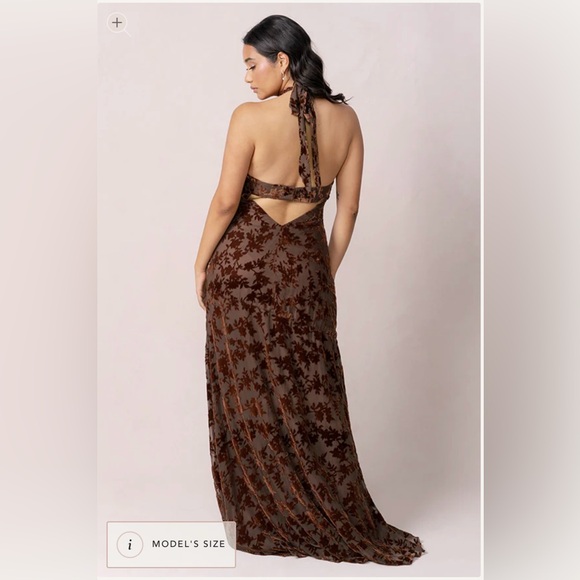 Revelry Emerald Green Athena Floral Burnout Velvet Gown - Picture 5 of 8